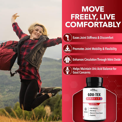 Real Science Gou-Tex – All Natural Gout Supplements & Uric Acid Support for Mobility and Flexibility – Includes Vinitrox & GABA for Circulation and Joint Support, Made in USA – 60 Capsules