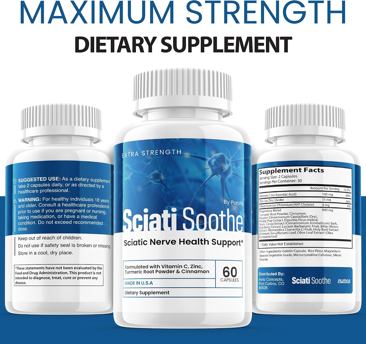 Sciatisoothe Nerve Health Supplement - 3 Pack (180 Capsules) - görsel 5