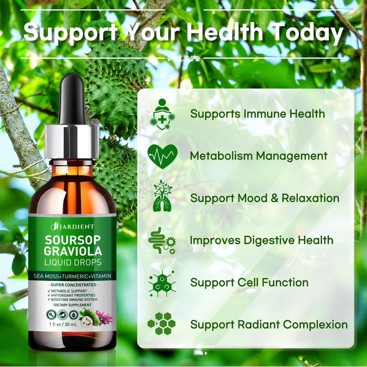 Soursop Bitters Extract Liquid Oil - Organic Graviola Tincture for Cell Support - 2 x 30 ml - görsel 3