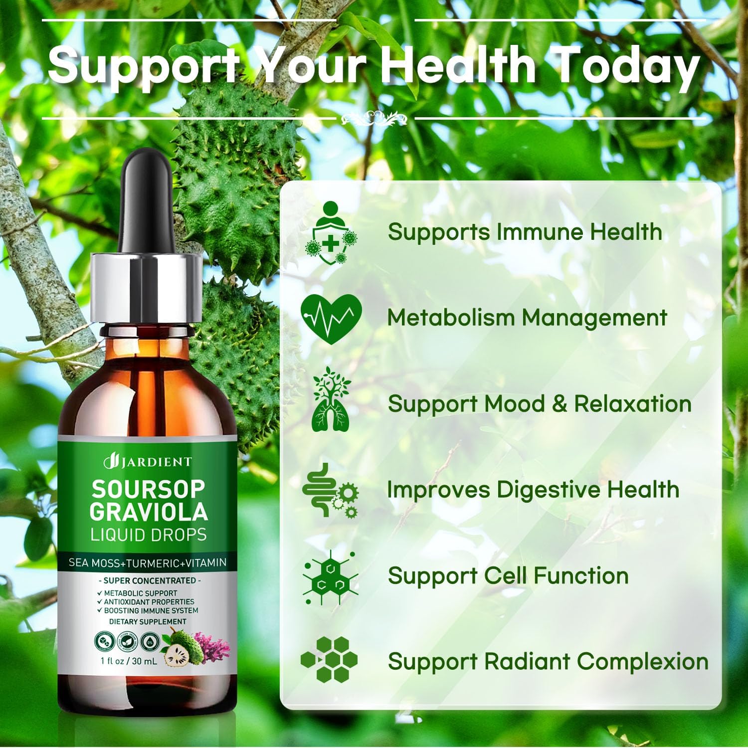 Soursop Bitters Extract Liquid Oil - Organic Graviola Tincture for Cell Support - 2 x 30 ml - görsel 3