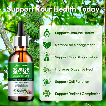 Soursop Bitters Extract Liquid Oil - Organic Graviola Tincture for Cell Support - 2 x 30 ml