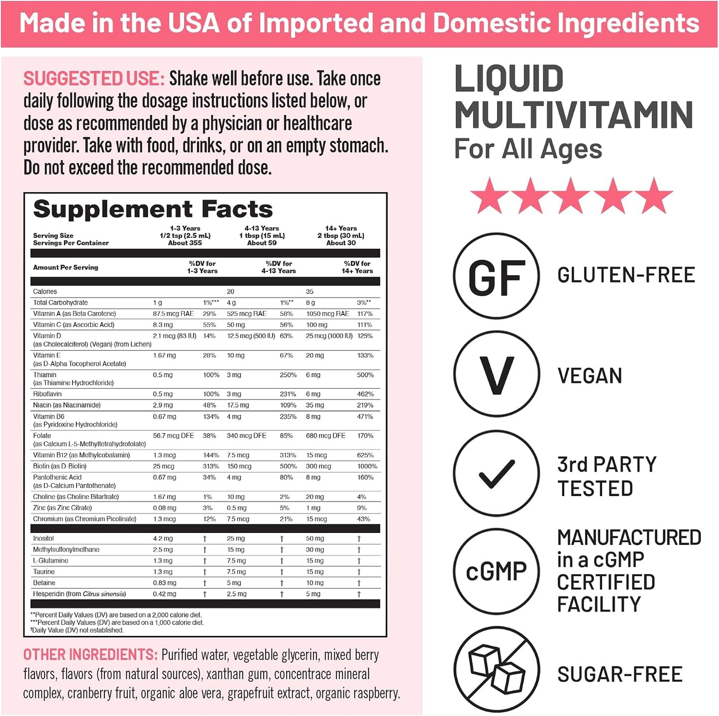 NatureWise Liquid Multivitamin, Sugar-Free & Vegan, with Methylated B12 & Folate, 887 ml - görsel 4
