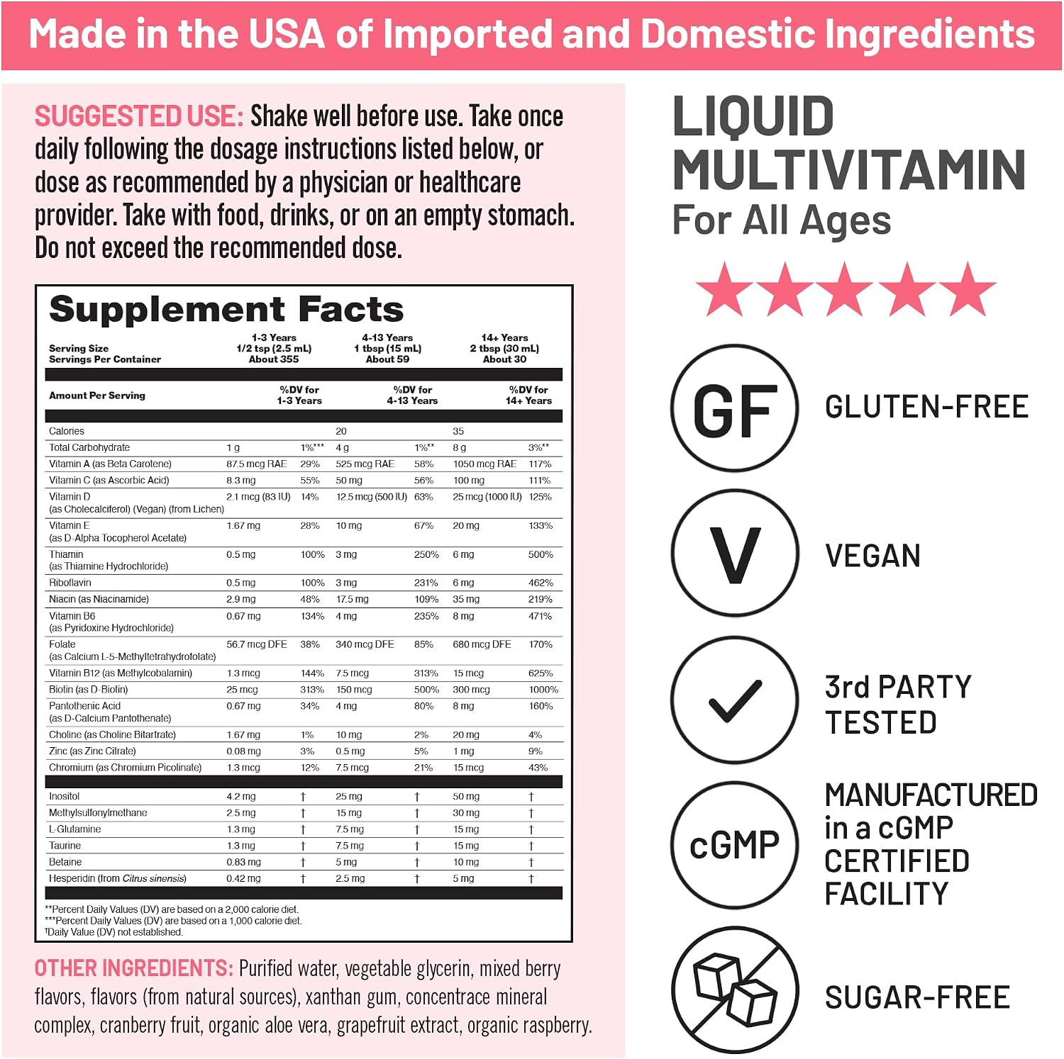 NatureWise Liquid Multivitamin, Sugar-Free & Vegan, with Methylated B12 & Folate, 887 ml - görsel 4