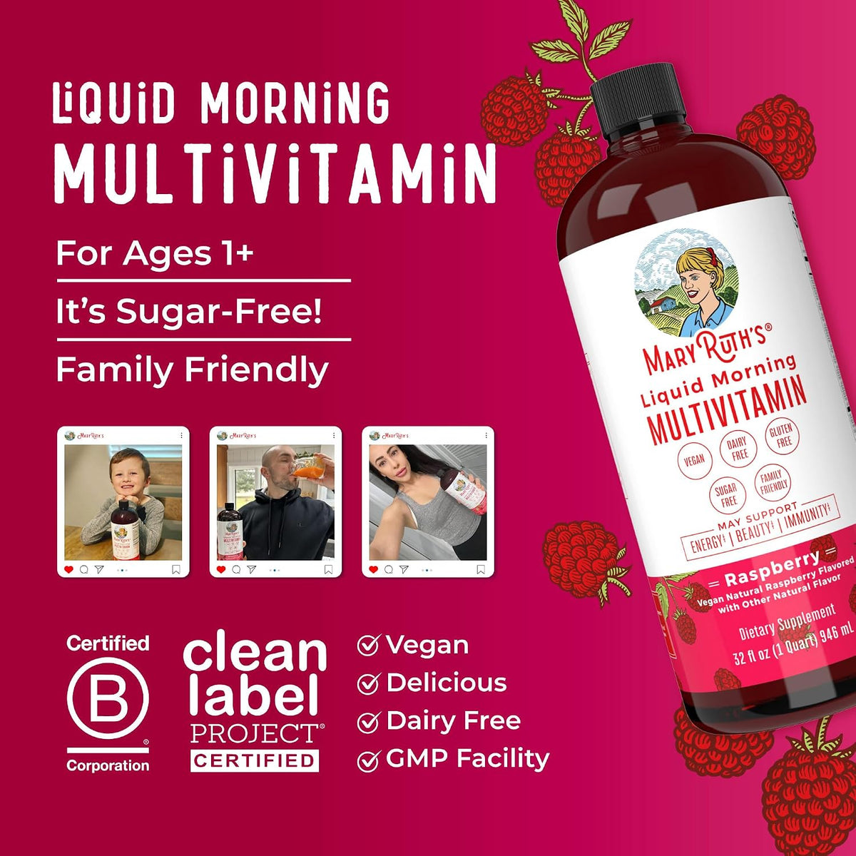 MaryRuth's Liquid Morning Multivitamin for Women, Men & Kids, 32 Servings - görsel 8