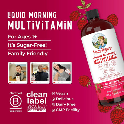 MaryRuth's Liquid Morning Multivitamin for Women, Men & Kids, 32 Servings