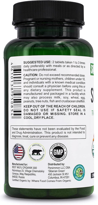 Siberian Green 28 Organic Superfoods Supplement 60 Tablets - 14 Essential Greens, 14 Nutritious Fruits & Vegetables from Traditional Formula for Energy, Wellbeing, Health
