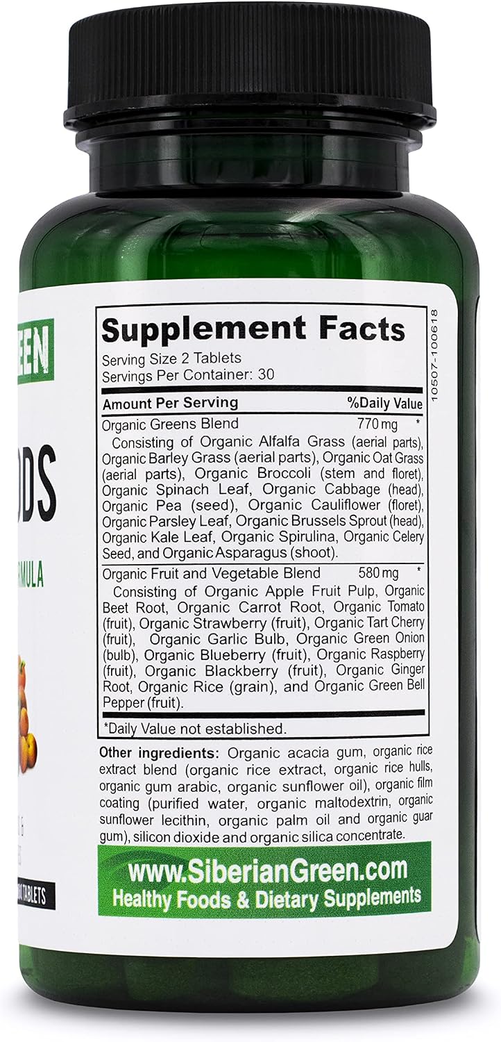 Siberian Green 28 Organic Superfoods Supplement 60 Tablets - 14 Essential Greens, 14 Nutritious Fruits & Vegetables from Traditional Formula for Energy, Wellbeing, Health - görsel 4