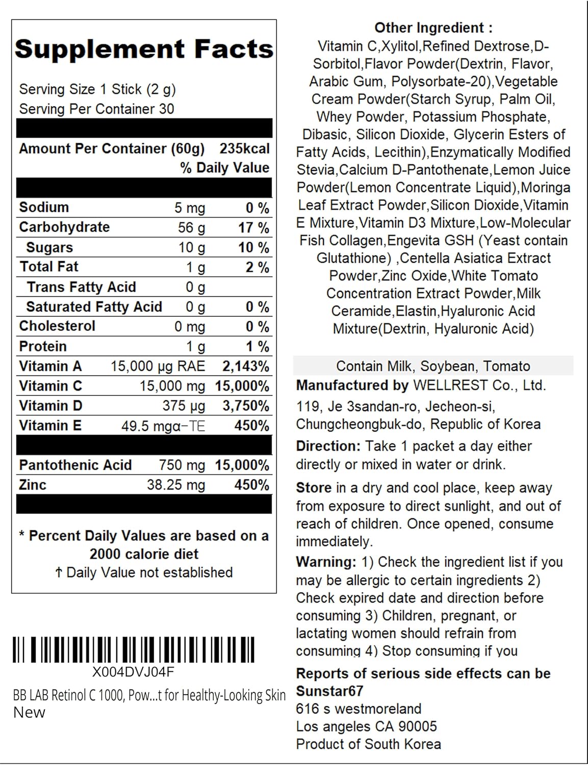 BB LAB Retinol C 1000 - Powder Blend with Vitamin C, Retinol, Vitamin E, B5 & Zinc - görsel 3