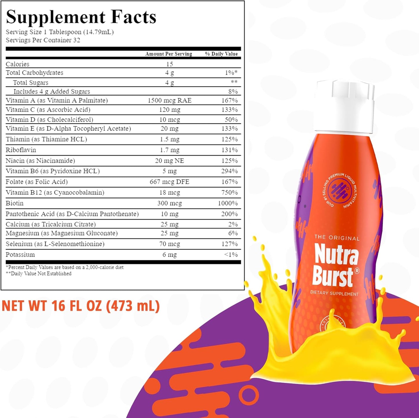 Total Life Changes NutraBurst - Liquid Multivitamin, Daily Nutritional Support, Packed with Essential Vitamins and Minerals, 473 ml - görsel 3