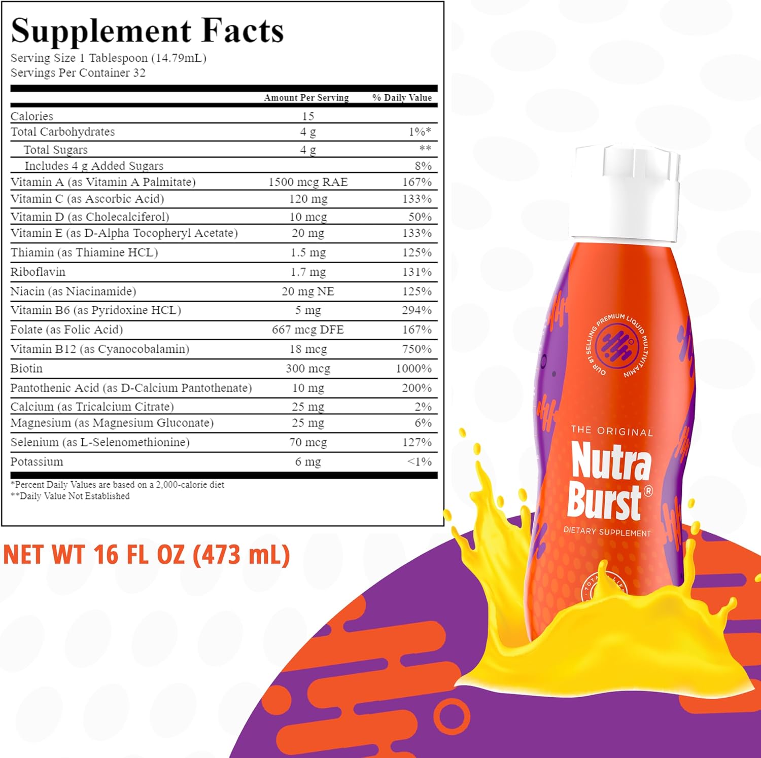 Total Life Changes NutraBurst - Liquid Multivitamin, Daily Nutritional Support, Packed with Essential Vitamins and Minerals, 473 ml - görsel 3