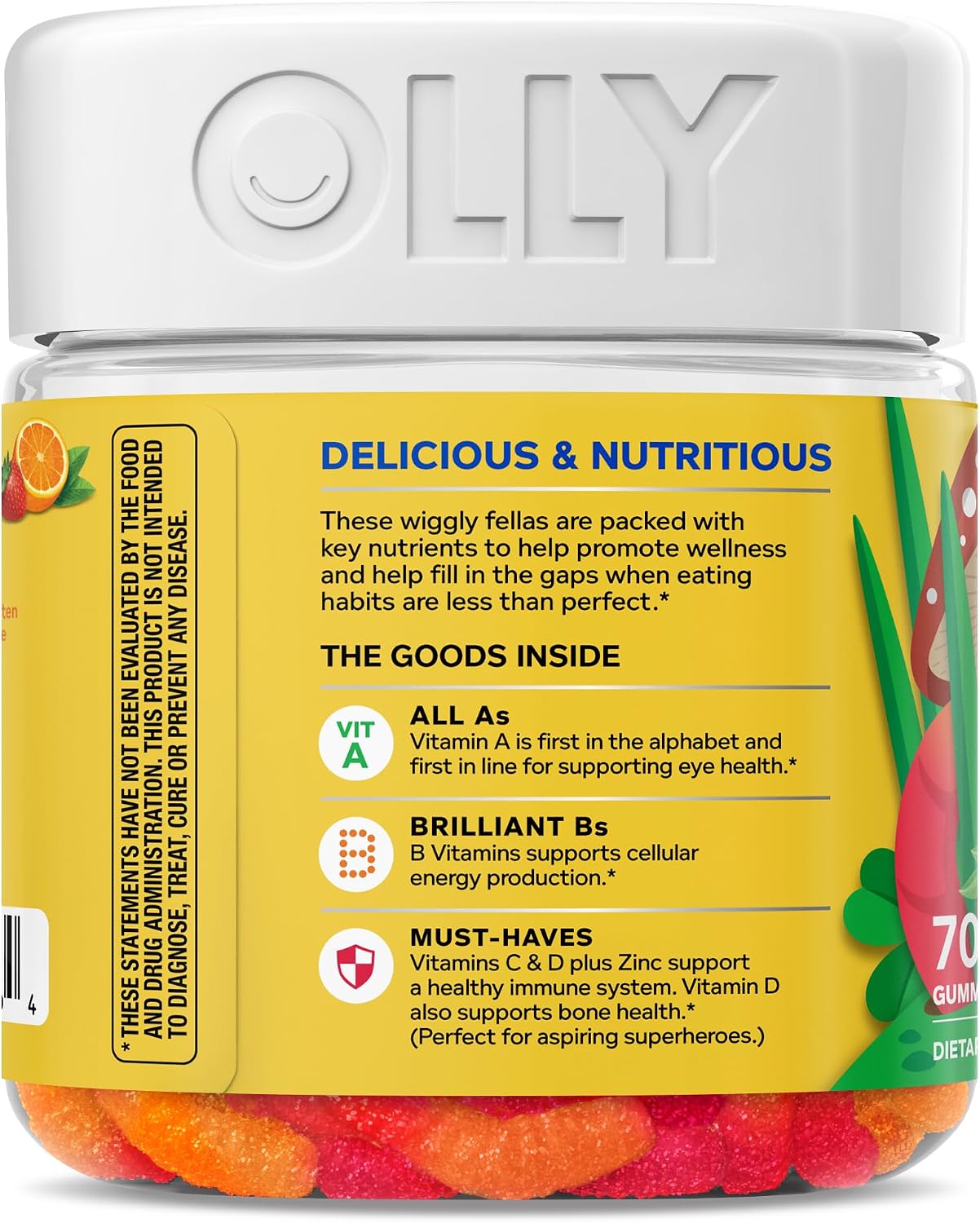 OLLY Kids Multivitamin Gummy, Overall Health and Immune Support, Vitamins A, C, D, E, Bs and Zinc, Sour Fruity Punch, 70 Gummies - görsel 10