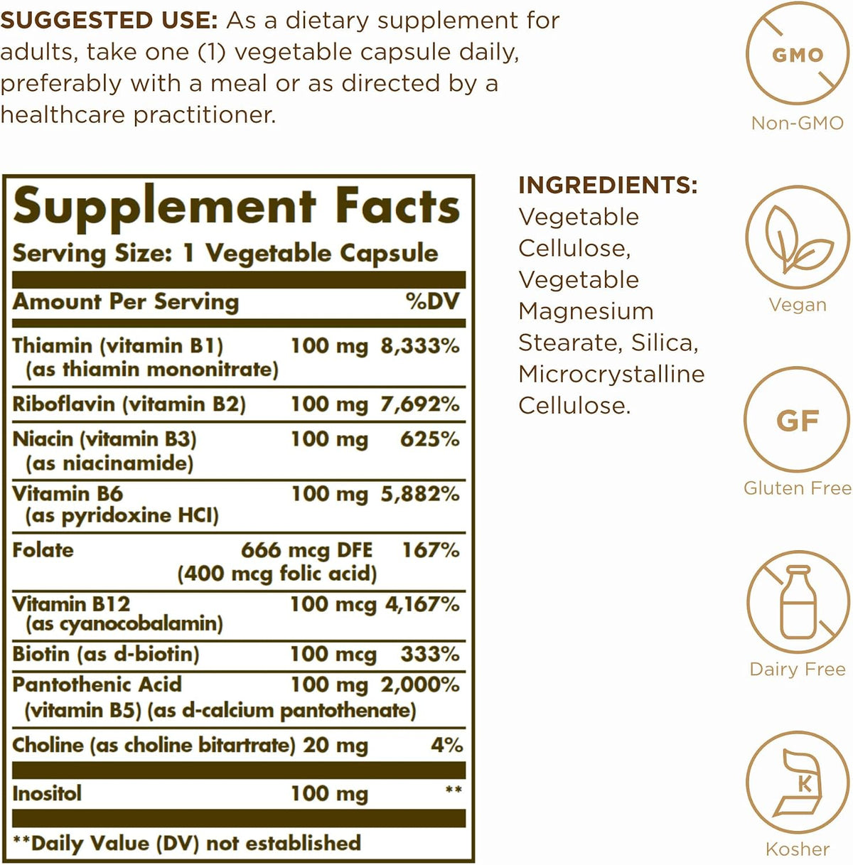 Solgar B-Complex '100', 50 Vegetable Capsules - görsel 2