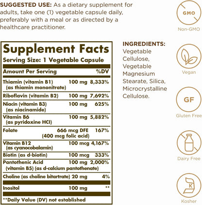 Solgar B-Complex '100', 50 Vegetable Capsules