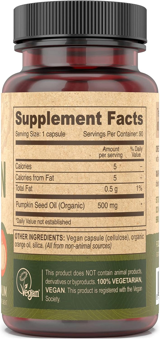 DEVA Nutrition Vegan Pumpkin Seed Oil 500 mg, Cold-Pressed & Unrefined – 90 Capsules