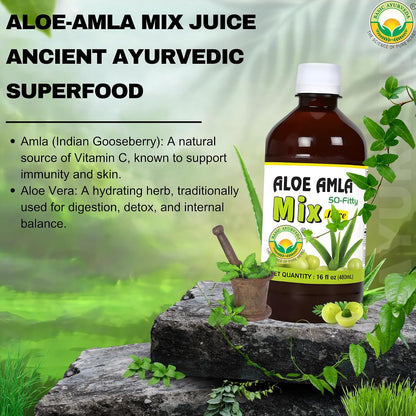 Basic Ayurveda Aloe Vera & Amla Herbal Mix Juice | 480ml