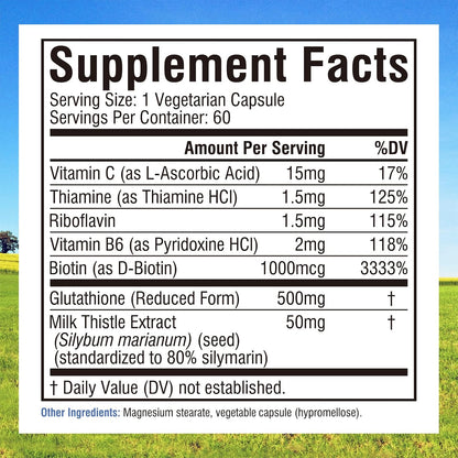 Innate Vitality Glutathione Supplement 500mg – Bioavailable Reduced Glutathione with Milk Thistle, Vitamin C, and B Complex