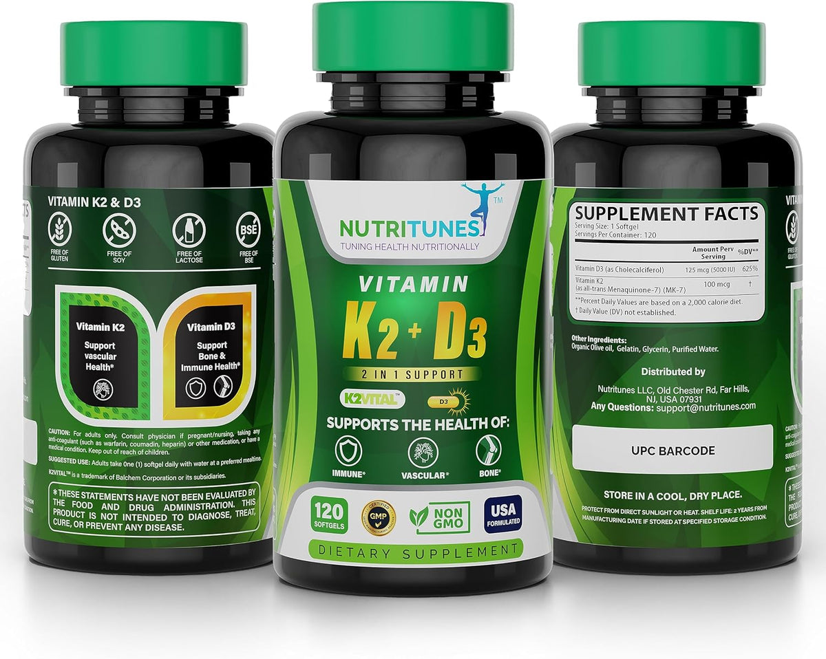 Vitamin D3 K2 5000 IU & 100 mcg MK-7 – 120 Softgels - görsel 6