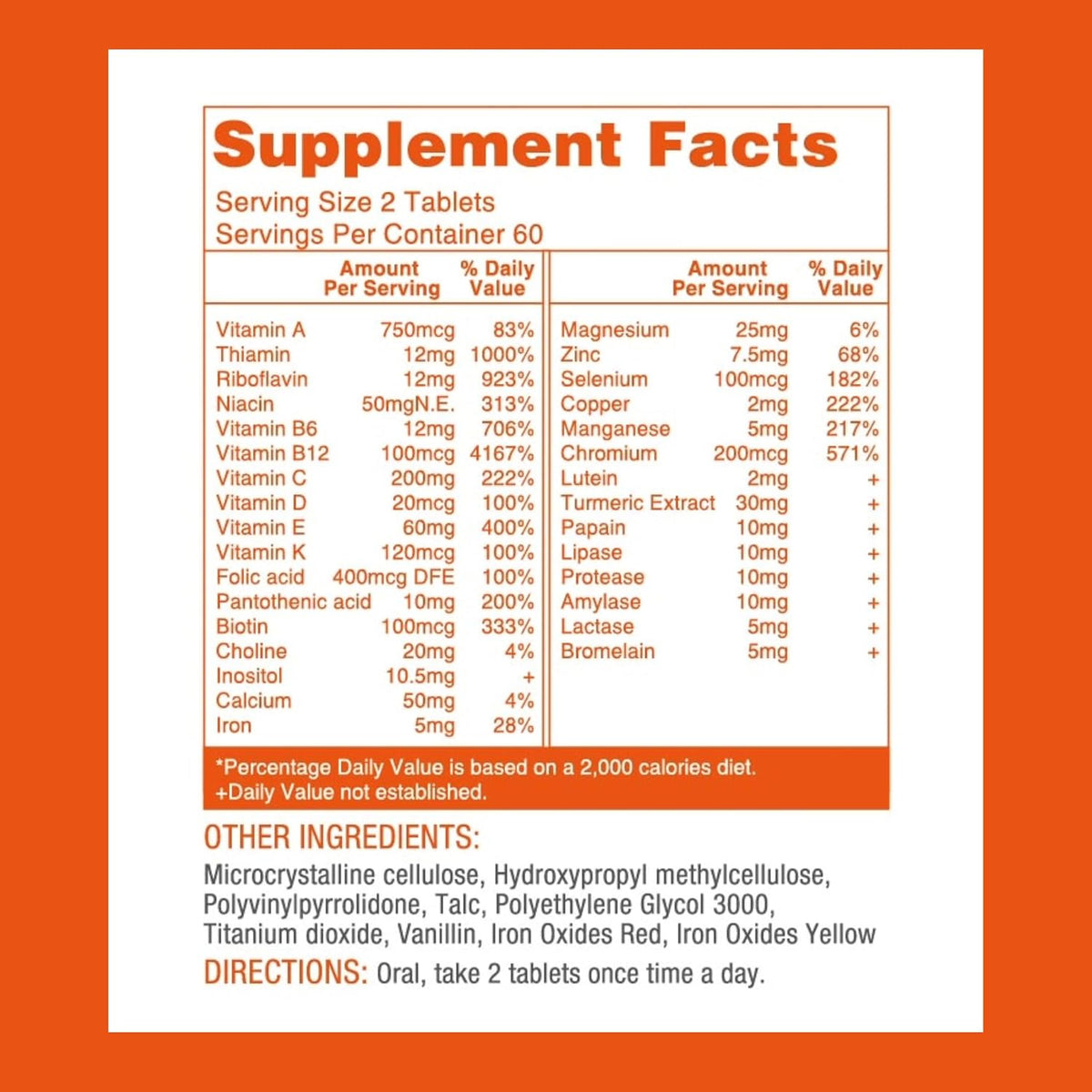 LOVITA Premium Multivitamin for Adults 30+ with Enzymes, Turmeric and Comprehensive Nutrient Support - 120 Vegetarian Tablets - görsel 2