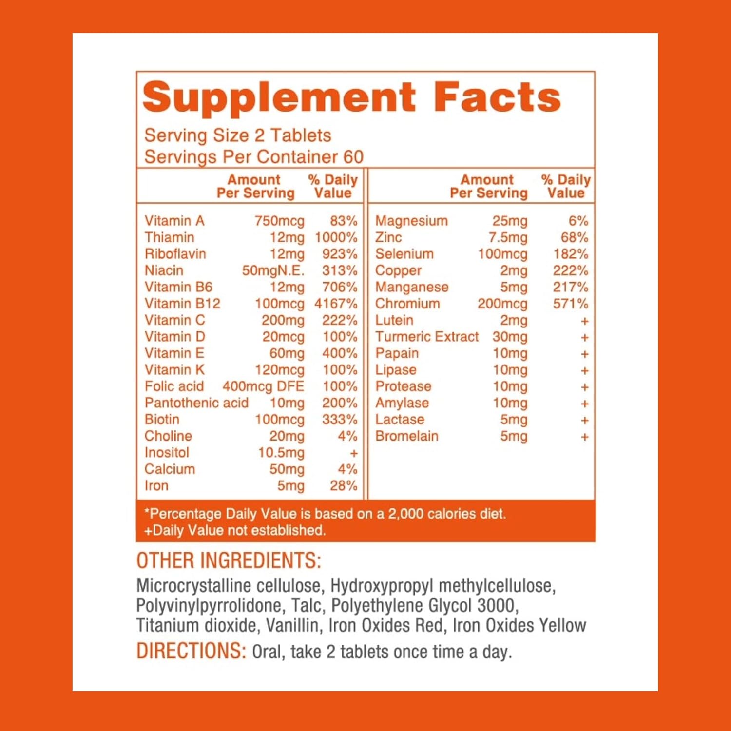 LOVITA Premium Multivitamin for Adults 30+ with Enzymes, Turmeric and Comprehensive Nutrient Support - 120 Vegetarian Tablets - görsel 2