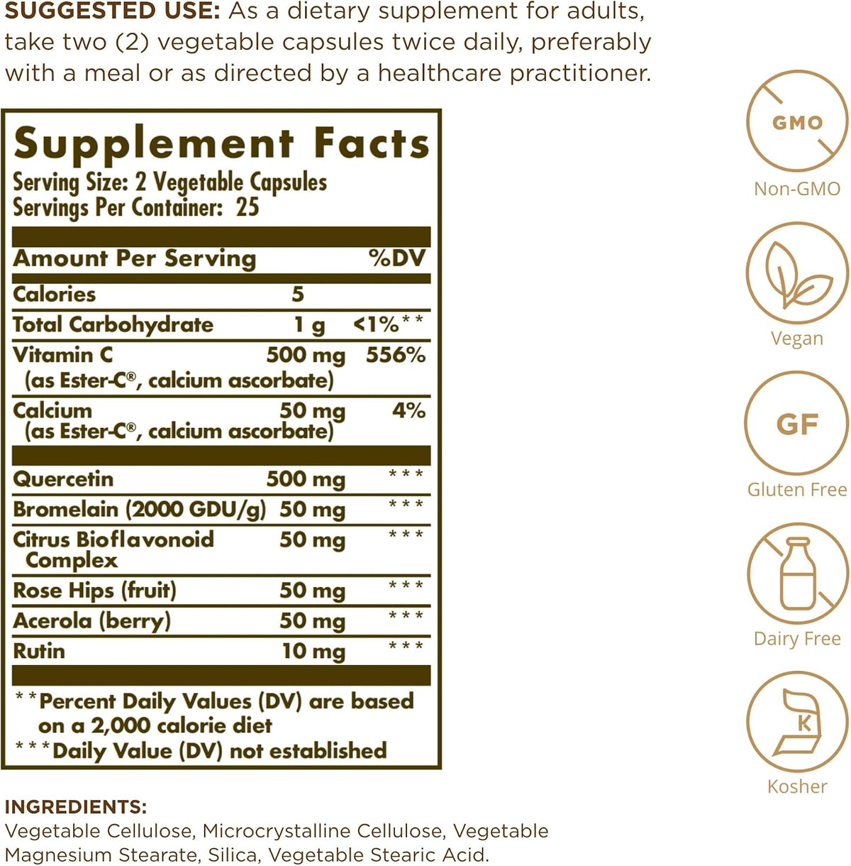 Solgar Quercetin Complex with Ester-C Plus – 50 Vegetable Capsules, Pack of 2 – Immune Health Support - görsel 2