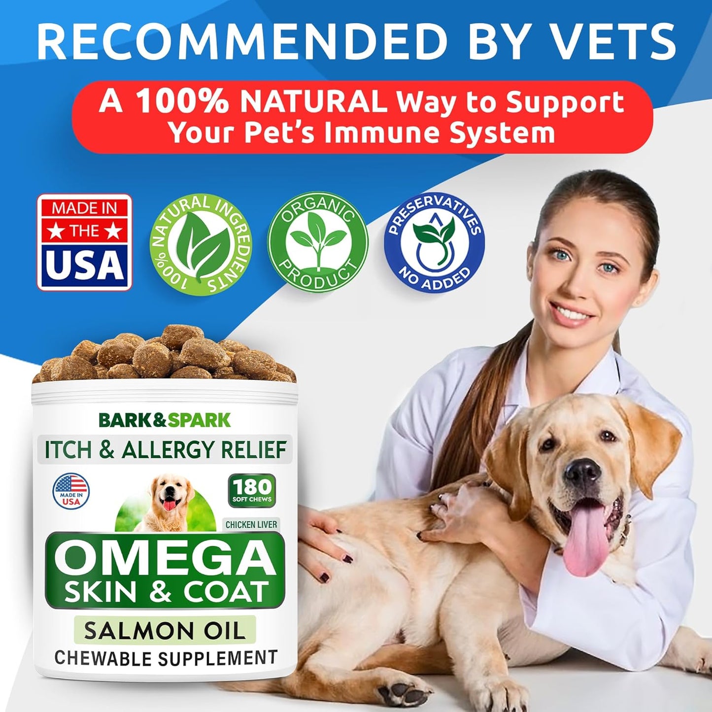 BARK&SPARK Omega-3 for Dogs – 180 Fish Oil Chews for Skin & Coat, Joint Health - görsel 6