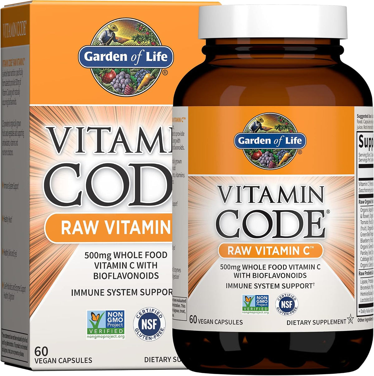 Garden of Life Vitamin Code Raw Vitamin C – 500mg, 60 Capsules - görsel 1