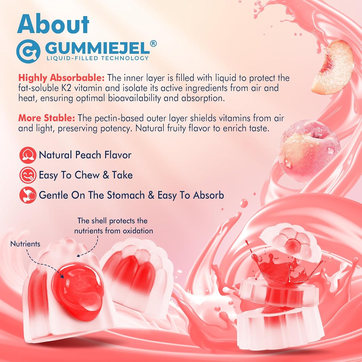 Vitamin K2 Gummies MK-7 200 mcg & MK-4 500 mcg - Sugar Free Full Spectrum, Pack of 2 - görsel 7