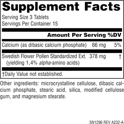 Source Naturals Swedish Flower Pollen Extract Supplement, Supports Prostate Function and Healthy Urine Flow - 45 Tablets