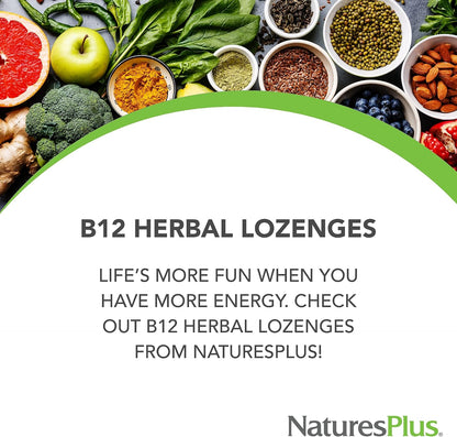 NaturesPlus Vitamin B12 1000 mcg - 30 Lozenges - Raspberry