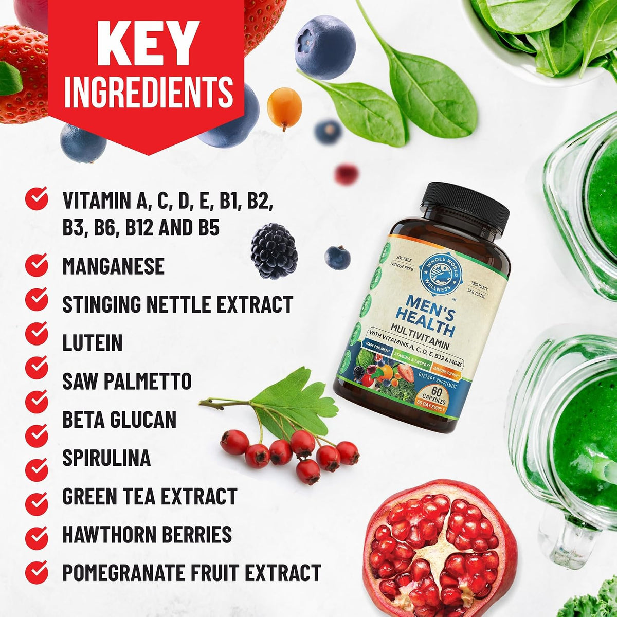 Whole World Wellness Men's Daily Multivitamin Multimineral Supplement - Energy, Focus and Stamina - görsel 6