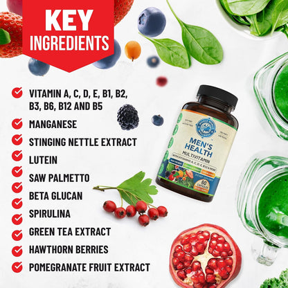 Whole World Wellness Men's Daily Multivitamin Multimineral Supplement - Energy, Focus and Stamina