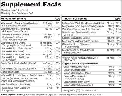NATURELO One Daily Multivitamin for Women – Plant-Based, Bioactive Nutrients, 240 Capsules