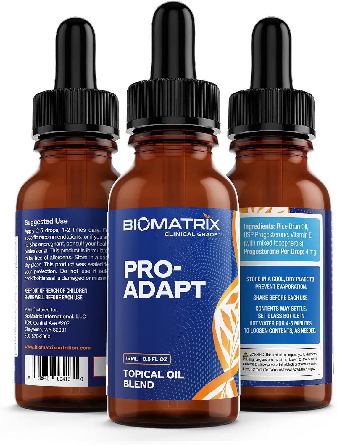 BioMatrix Pro-Adapt Topical Oil with Progesterone, Vitamin E, and Rice Bran Oil – 15 mL - görsel 3
