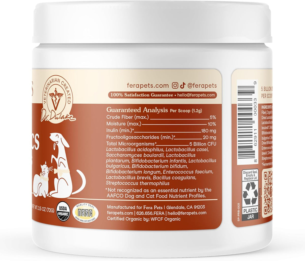 Fera Pets Organic Probiotics for Dogs and Cats with Prebiotics – 60 Scoops - görsel 9