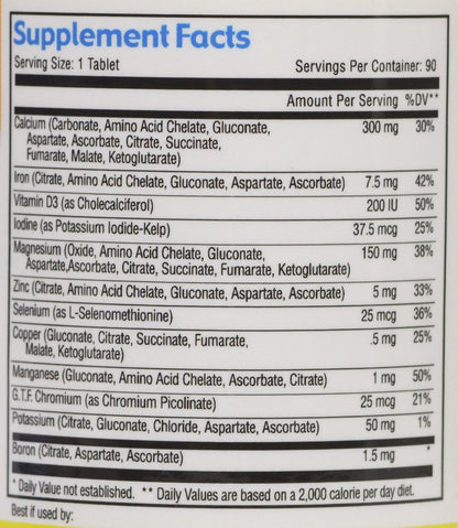 Viva Vitamins Complete Minerals, Standard Strength - Multi-Mineral Supplement with Krebs' Cycle Intermediates - 90 Tablets