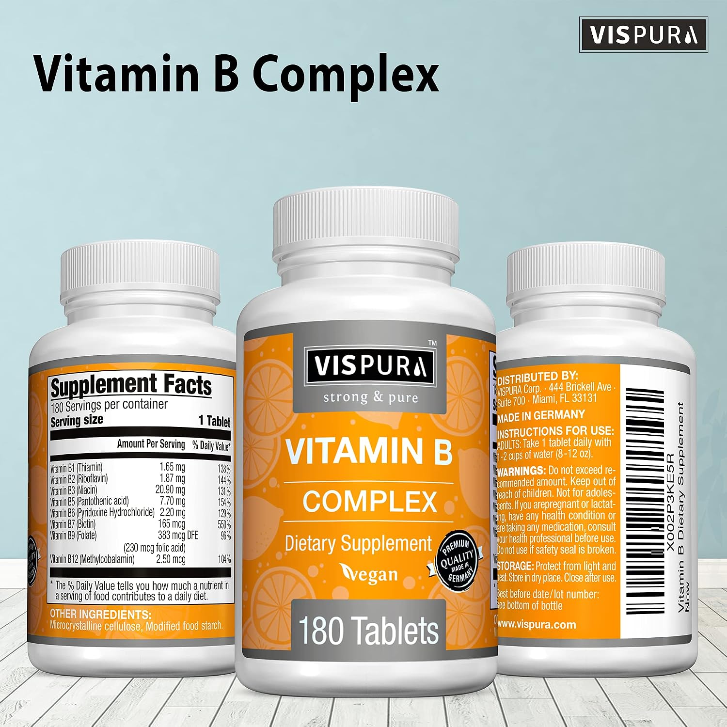 VISPURA Vitamin B-Complex – 180 Vegan Tablets | All B Vitamins for Energy, Stress & Immune Support - görsel 7