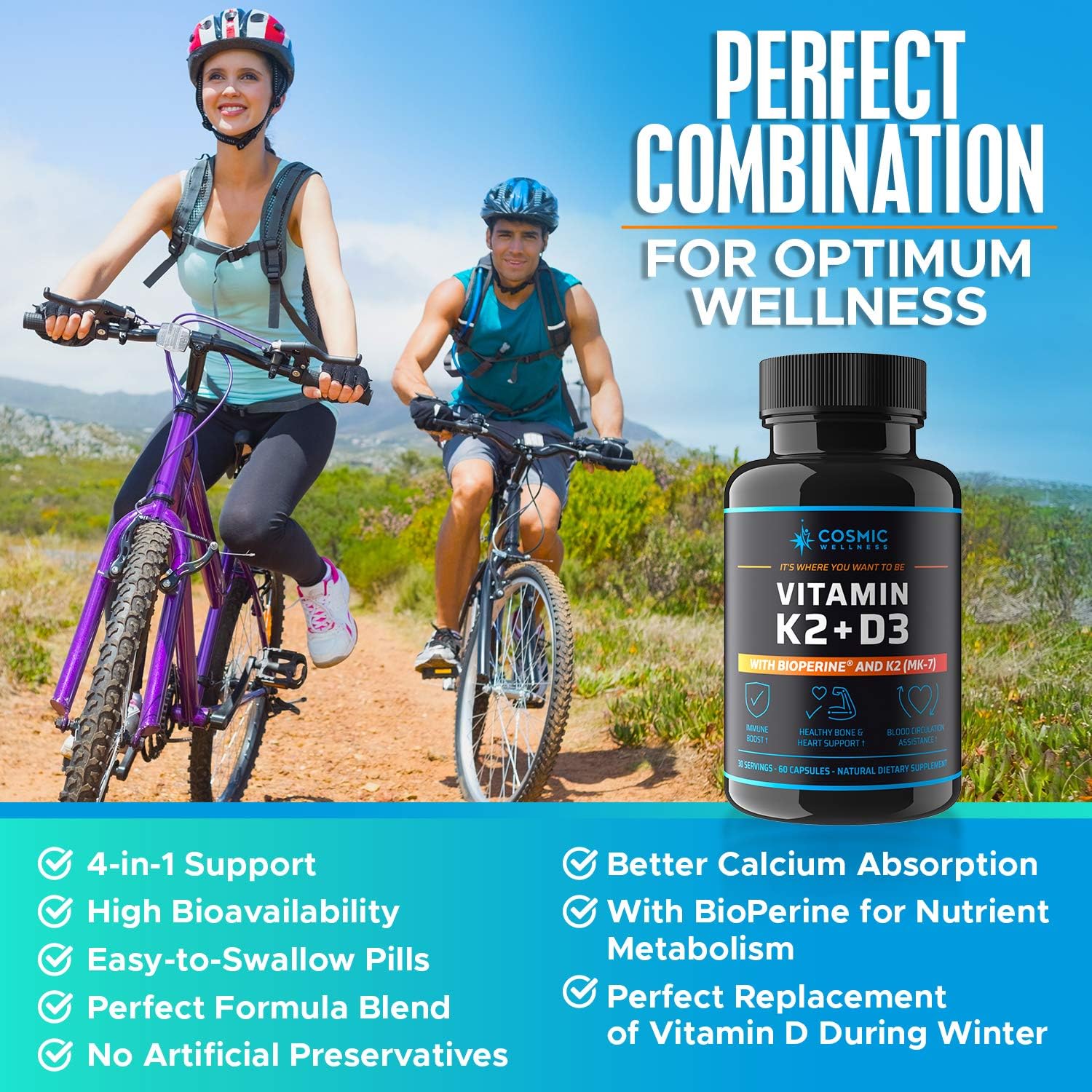 Vitamin D3 K2 MK-7 5000 IU Supplement with BioPerine – for Bone, Heart, and Immune Support - görsel 7