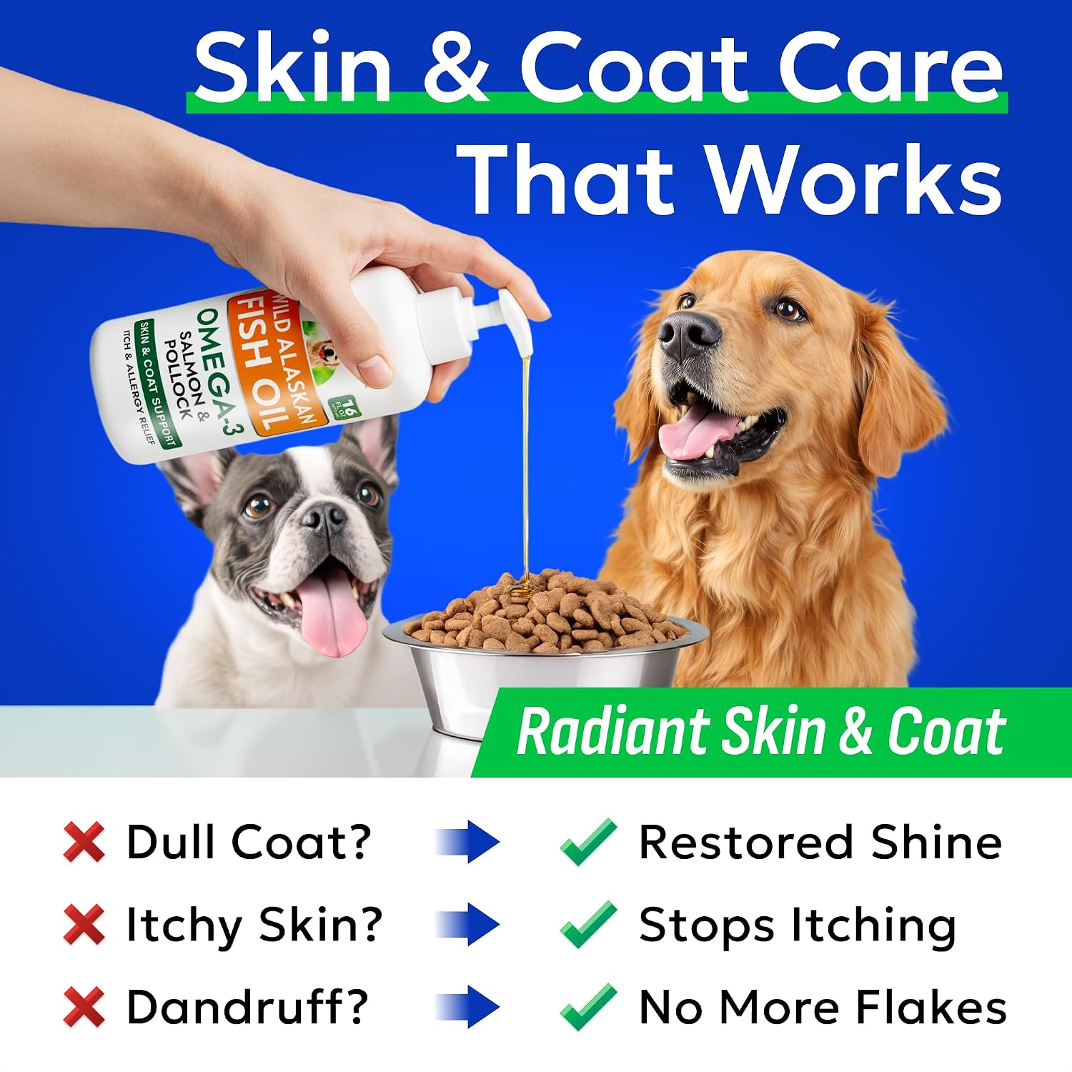 BARK&SPARK Omega-3 Fish Oil for Dogs - Wild Alaskan Salmon & Pollock Oil Liquid Supplement - görsel 7