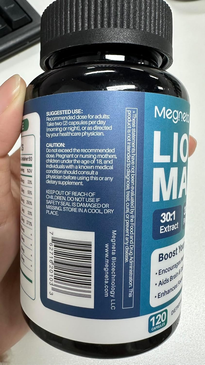 Lion's Mane Extract with Black Pepper – 120 Capsules - görsel 3