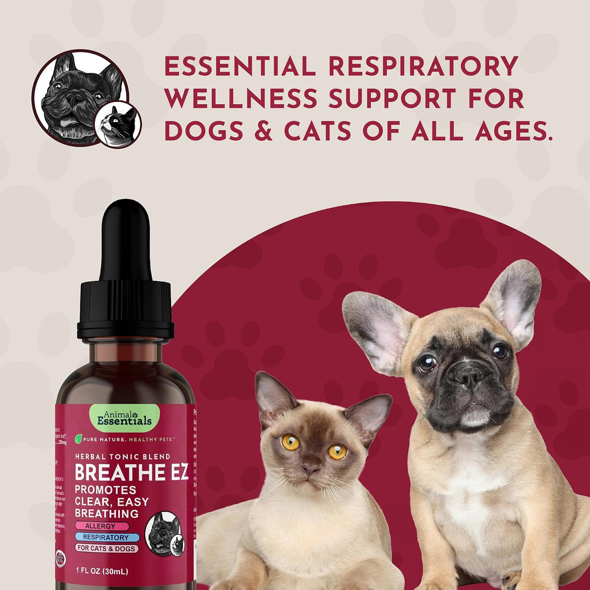 Animal Essentials Breathe EZ Herbal Supplement for Dogs & Cats, 2 fl oz (59 ml) - görsel 7