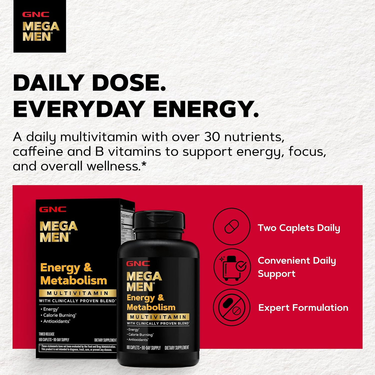 GNC Mega Men Energy & Metabolism Multivitamin for Men – 180 Tablets - görsel 3