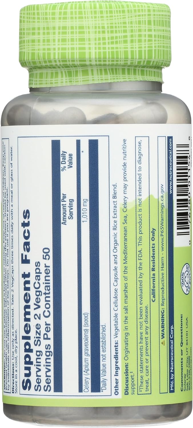 Solaray Celery Seed, 505 mg, 100 Vegetarian Capsules - görsel 4