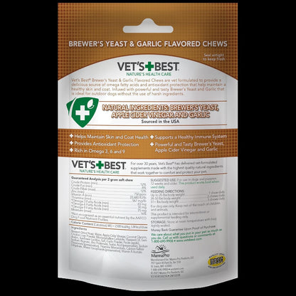 Vet's Best Brewer’s Yeast & Garlic Chews, Omega 3 for Dogs Healthy Skin & Coat Protection, 60 ct – Image 2