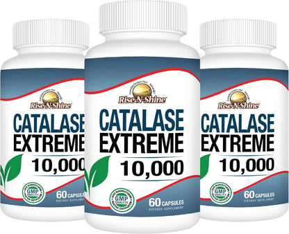 Rise-N-Shine Catalase Extreme Supplement 10,000 with Saw Palmetto, Biotin, Fo-Ti, PABA - Hair Supplements for Strong Hair - 60 Capsules