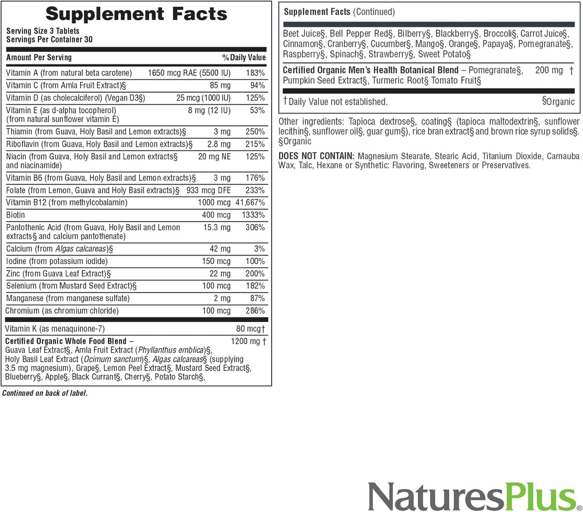 NaturesPlus Source of Life Garden Men's Multivitamin - 90 Tablets - görsel 5