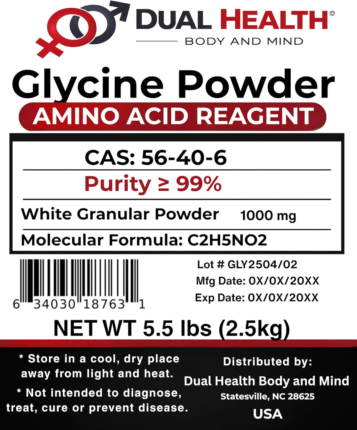 Glycine Powder (2500g / 2.5kg) Pure Free-Form Glycine Bulk Supplements, Amino Acid, GM-free, Gluten-free - görsel 2