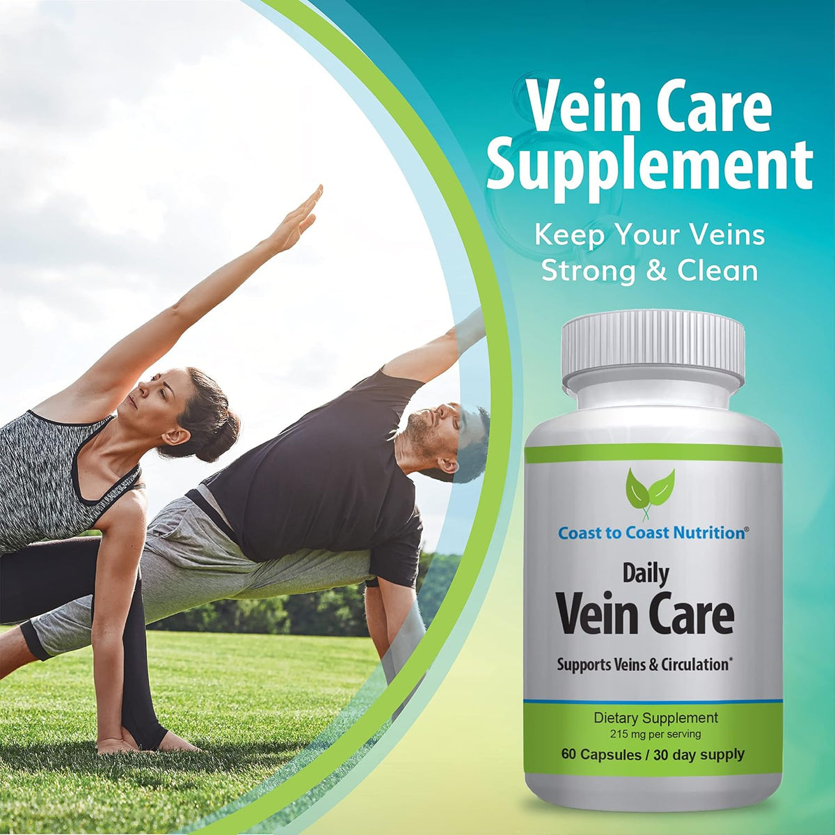 Daily Vein Care Supplement — Circulation Formula with Calcium, Vitamin D3, Vitamin K2 & BioPerine (60 Capsules) - görsel 3