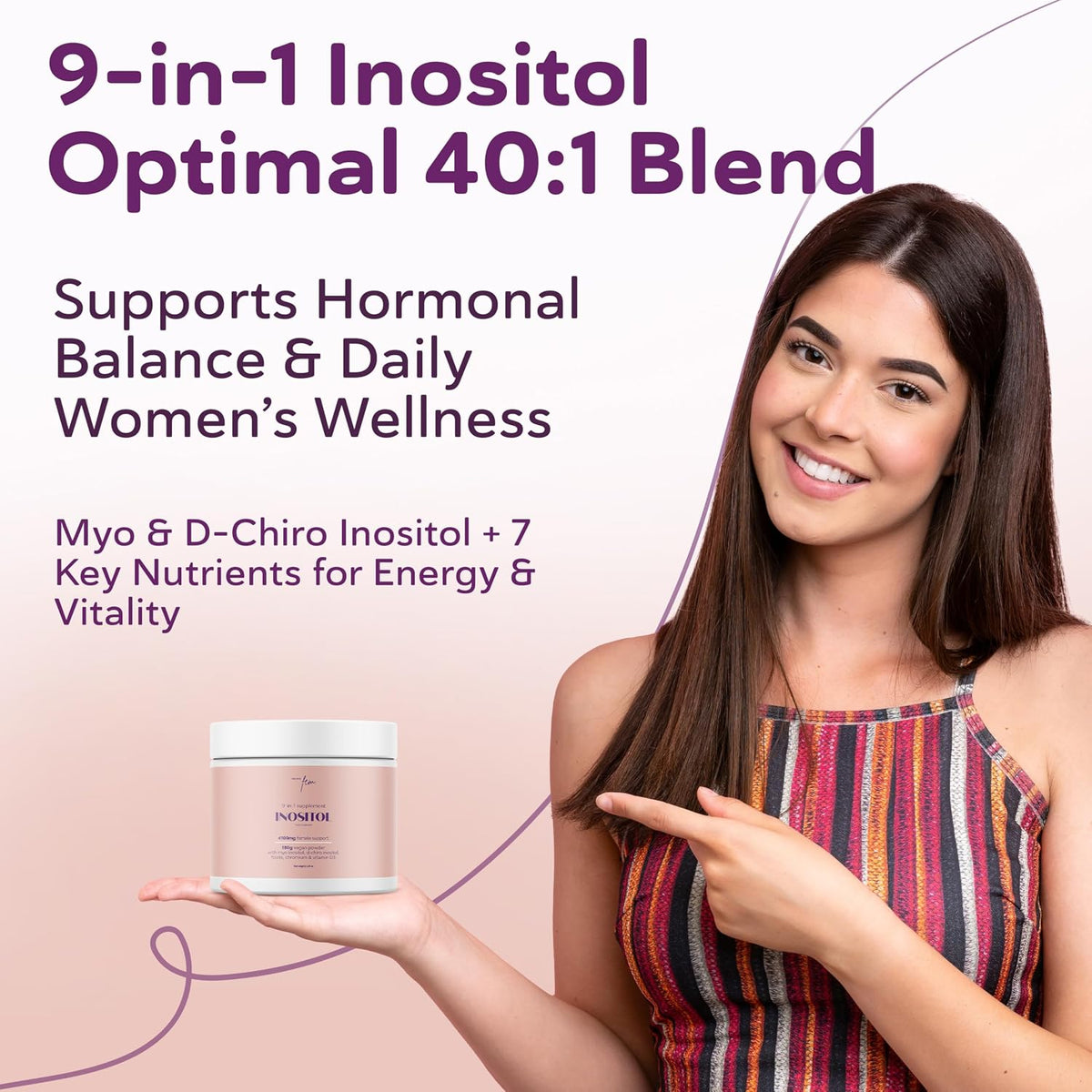 QSTA Myo-Inositol & D-Chiro Inositol Supplement for Women 4100mg (40:1 Ratio) – 9-in-1 Hormonal & Metabolic Support with myoinositol. Inositol Powder Supplement for Hormone Balance and Female Support - görsel 2