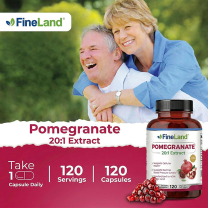 FineLand Pomegranate Extract 20:1 - 40% Ellagic Acid - Antioxidant Supplement - 120 Vegan Capsules