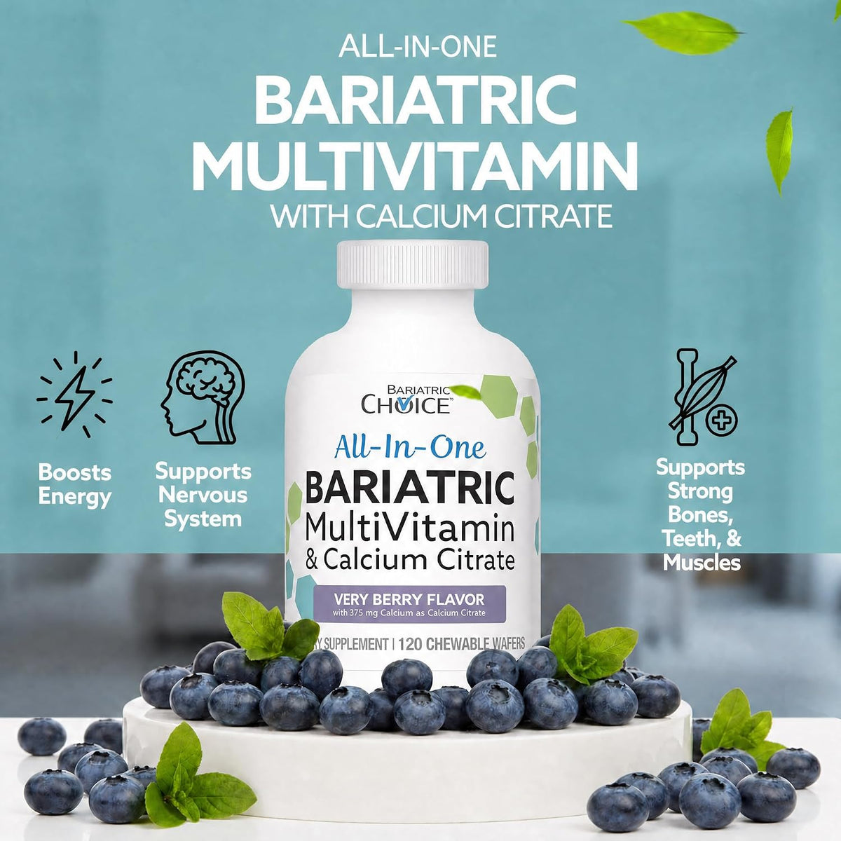 Bariatric Choice All-in-One Chewable Bariatric Multivitamin with Iron & Calcium Citrate, Very Berry (120 Tablets) - görsel 4